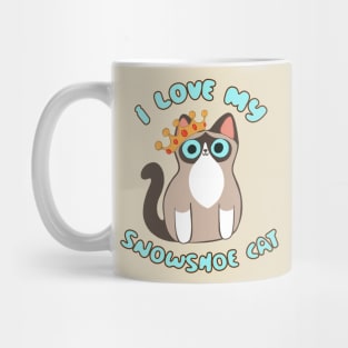 I Love My Snowshoe Cat Siamese Kitty Blue Eyes Kawaii Chibi Mug